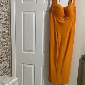 Fashion Nova Strapless Orange Dress